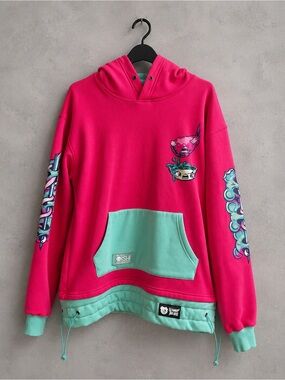 Scummy Bears Pink Mint Graphic Hoodie XS Streetwear Rave